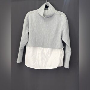 Zara Trafaluc  collection Gray and White Mock neck Top